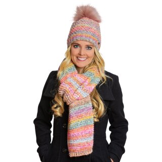 Strickschal ca. 180 x 30 cm multicolor