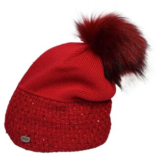 Damenmütze mit Pailletten, Felloptik