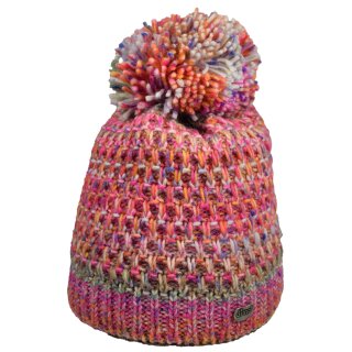 Damenmütze multicolor, Strickpompon