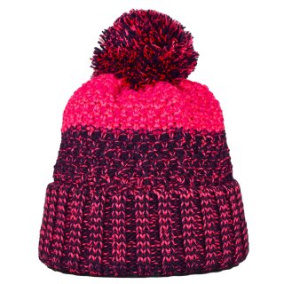 Damenmütze mit Umschlag, Strickpompon