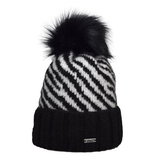 Damenmütze mit Umschlag "Zebra", Felloptik