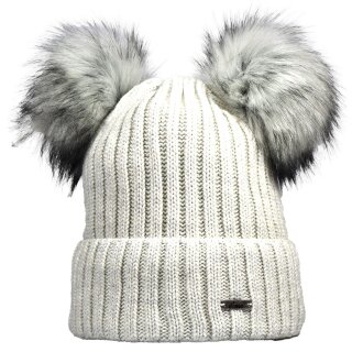 Damenmütze mit 2 Pompons, Felloptik