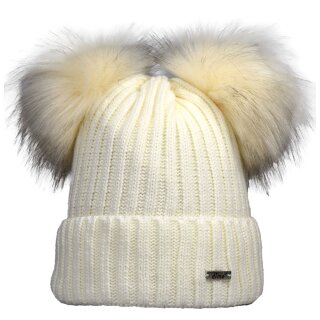 Damenmütze mit 2 Pompons, Felloptik