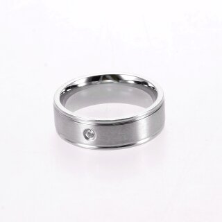 Edelstahl Ring mit Stein, silber