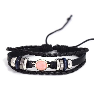 Lederarmband Stein rose