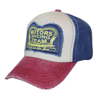 Sportliches Basecap mit Patches „Motors….“, weinrot
