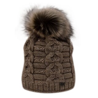 Damenmütze mit Pailletten, Felloptik