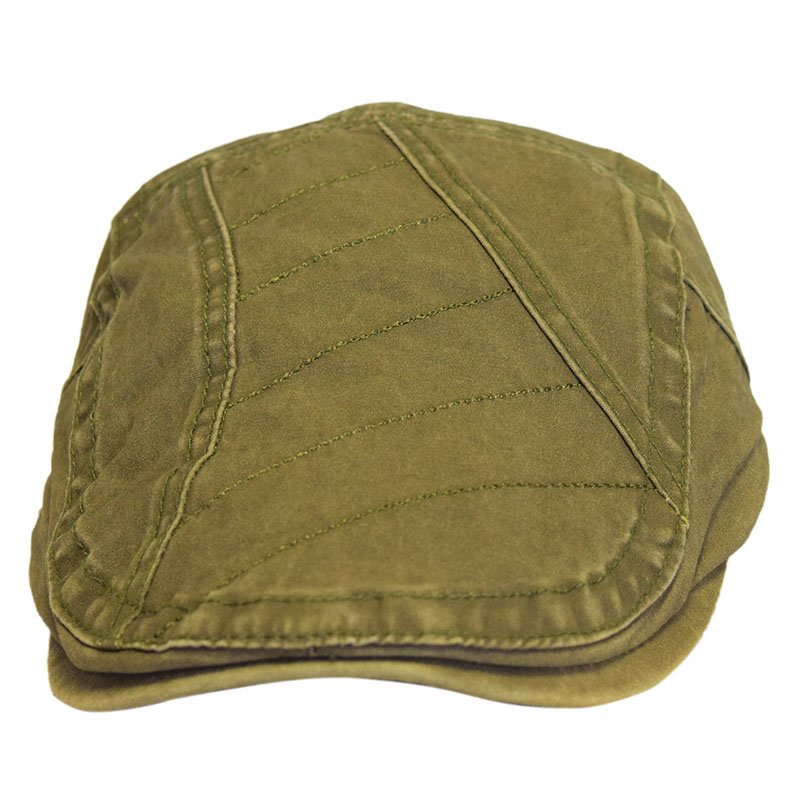 Flat Cap ( Schiebermütze ) mit Ziernähten, oliv, 19,90 €