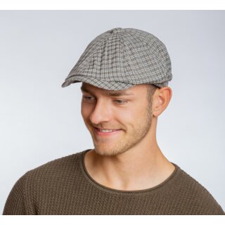 Flat Cap (Schiebermütze) in Ballonform, Karo grau